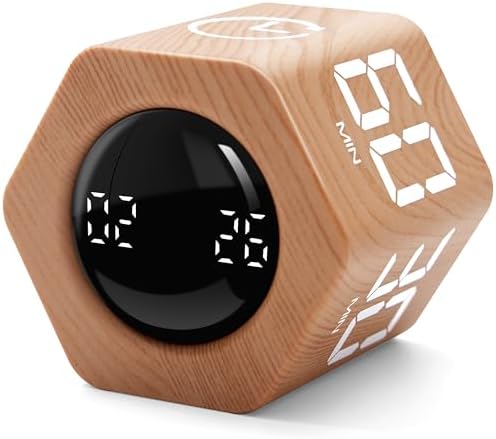 FocusCube Timer, 1/5/10/30/60 Min Presets, Countdown & Stopwatch, Cube Design, LED Display, USB Rechargeable