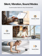 TK3 Pomodoro Timer Cube, Desk Productivity Timer with 5/10/30/60 Min Presets, Custom Countdown, Stopwatch, Clock, 3 Alarm, Silent, Vibrate & Sound Alert, for Task, ADHD, Study, Kitchen, Black