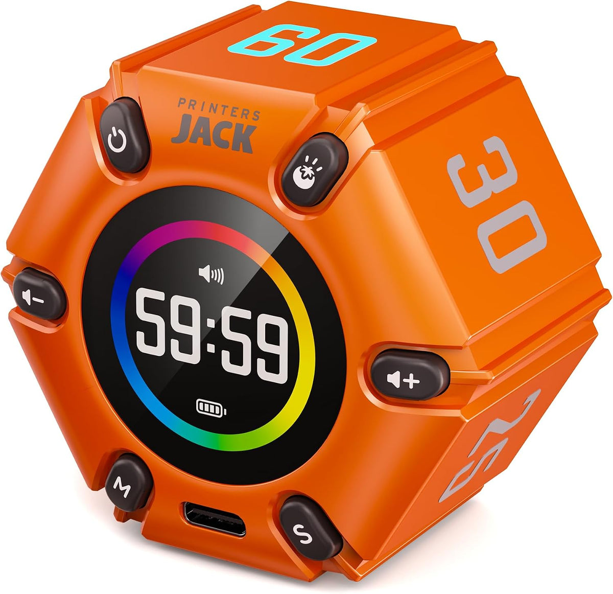 Pomodoro Timer - Productivity Cube, Visual Focus Timer, Mute & Vibration & Adjustable Sound Alert, for Office, ADHD, Study, Work, 3/5/10/25/30/60Min & Custom Countdown - Silver