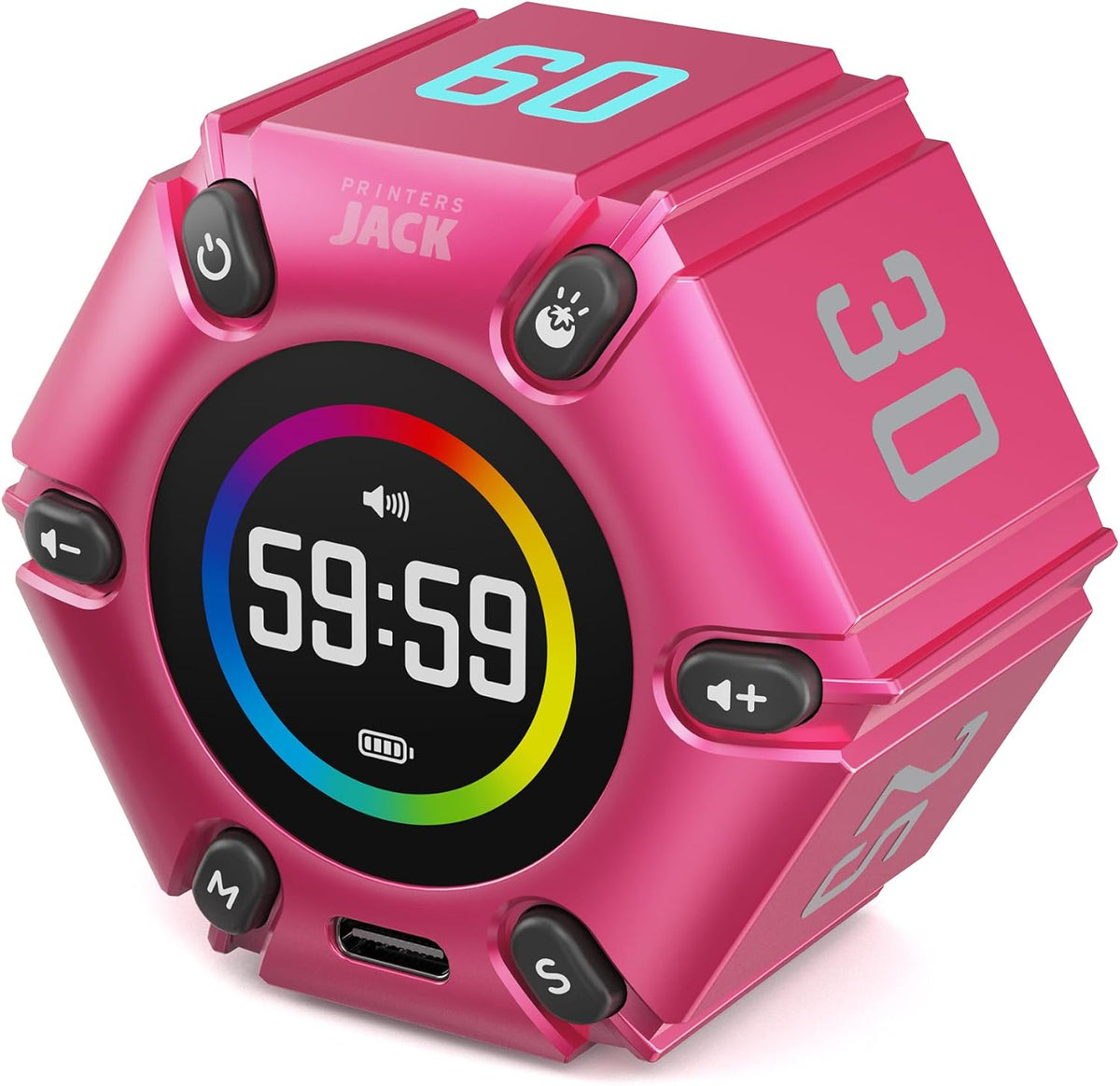 Pomodoro Timer - Productivity Cube, Visual Focus Timer, Mute & Vibration & Adjustable Sound Alert, for Office, ADHD, Study, Work, 3/5/10/25/30/60Min & Custom Countdown - Silver