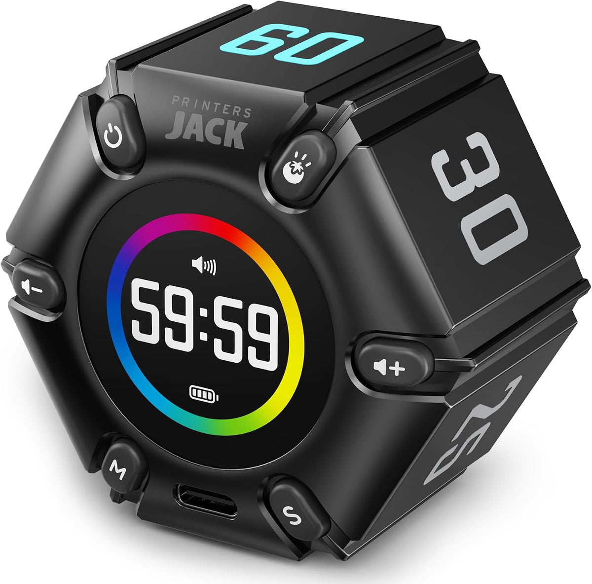 Pomodoro Timer - Productivity Cube, Visual Focus Timer, Mute & Vibration & Adjustable Sound Alert, for Office, ADHD, Study, Work, 3/5/10/25/30/60Min & Custom Countdown - Silver