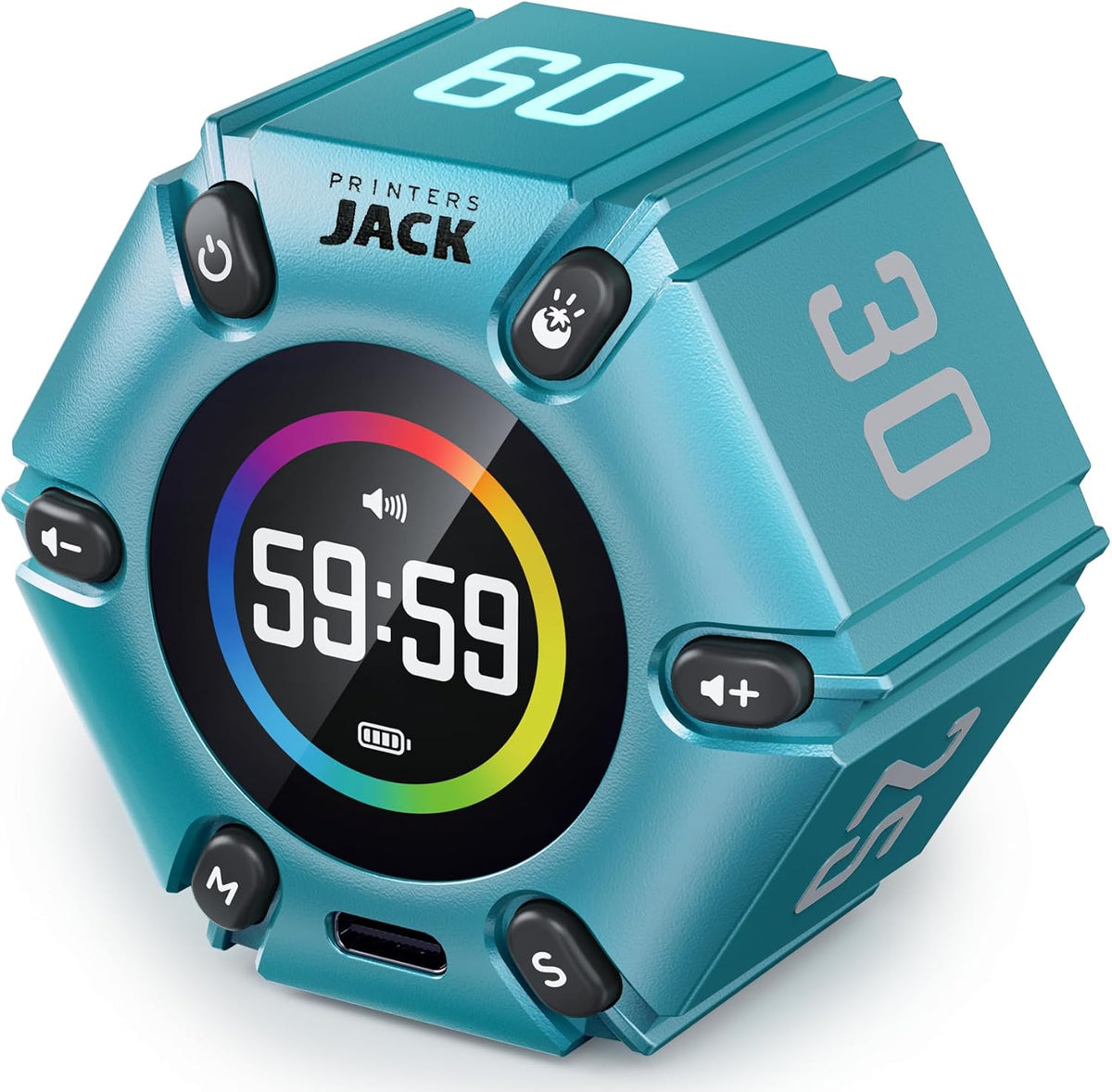 Pomodoro Timer - Productivity Cube, Visual Focus Timer, Mute & Vibration & Adjustable Sound Alert, for Office, ADHD, Study, Work, 3/5/10/25/30/60Min & Custom Countdown - Silver