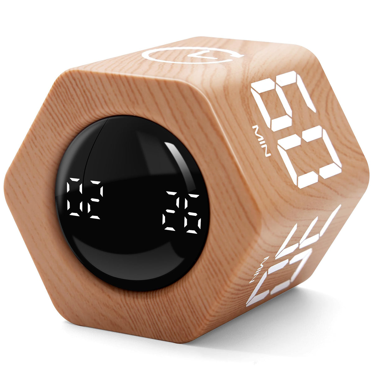 FocusCube Timer, 1/5/10/30/60 Min Presets, Countdown & Stopwatch, Cube Design, LED Display, USB Rechargeable