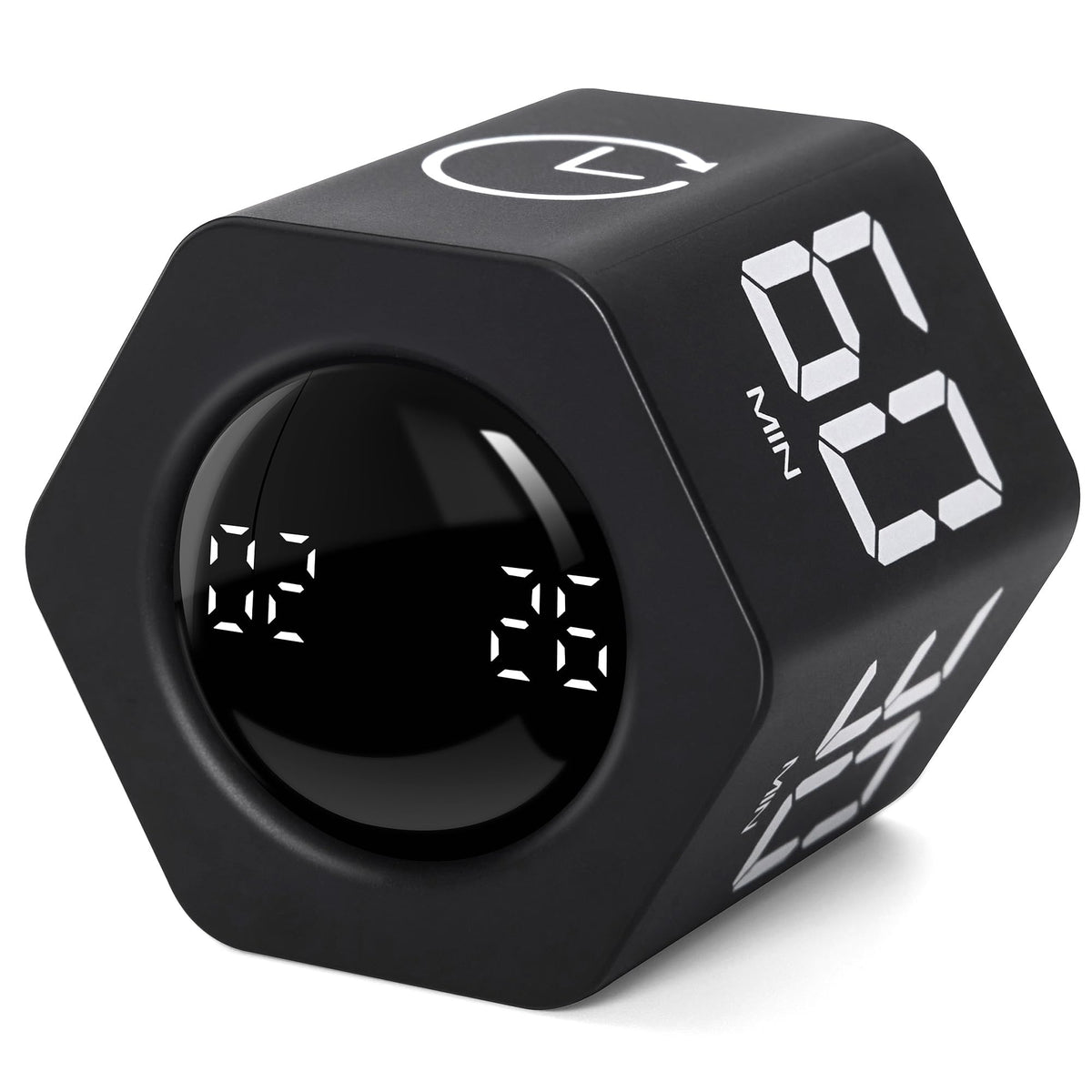 FocusCube Timer, 1/5/10/30/60 Min Presets, Countdown & Stopwatch, Cube Design, LED Display, USB Rechargeable